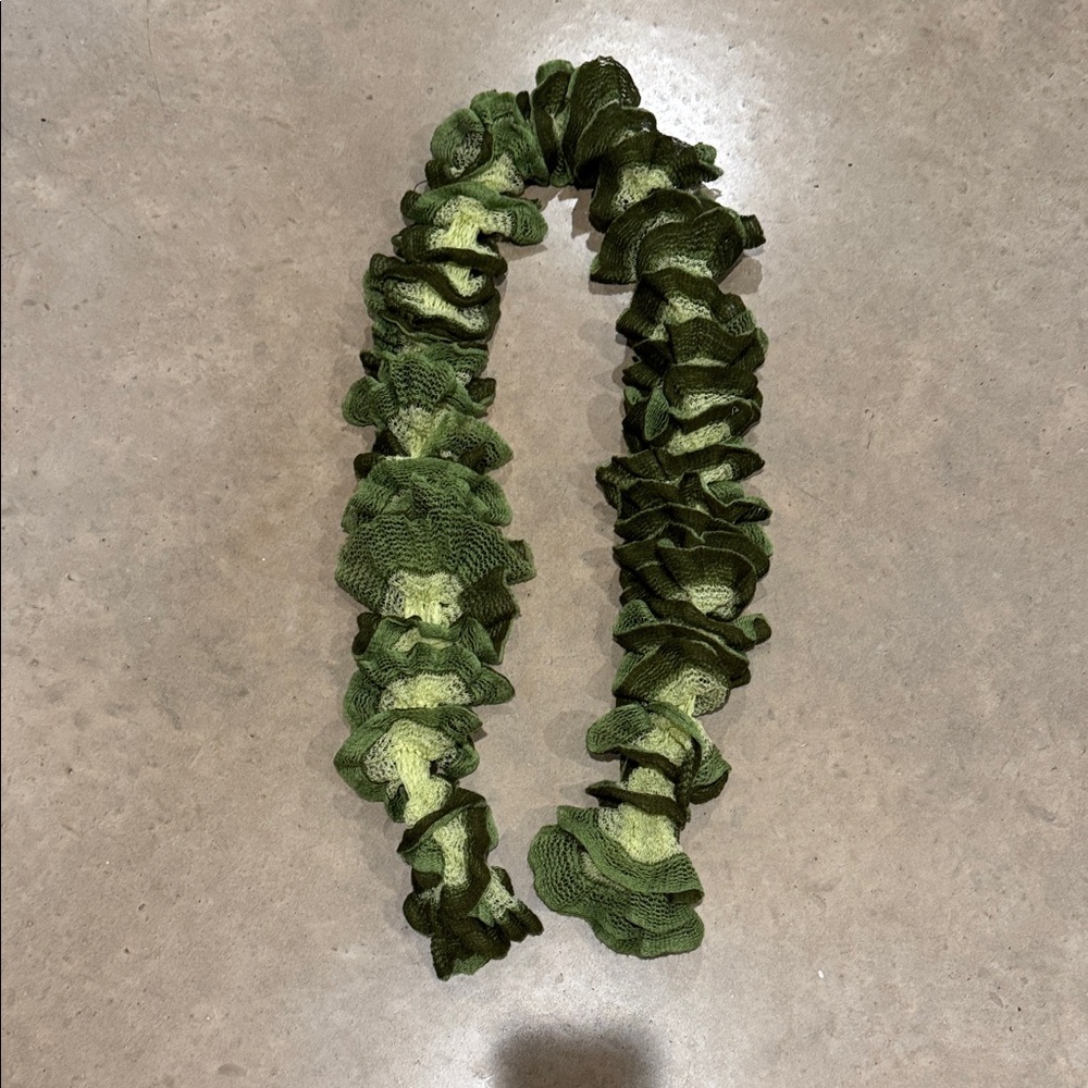 Handmade Ruffle Scarf in Variegated Olive Green